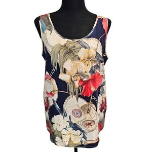 Vintage Suzelle 100% Silk Tank Top 6 Nautical Sea Inspired Statement Maximalism